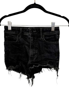 We The Free Black Denim Cutoff Shorts Raw Hem Distressed Y2K Festival 25
